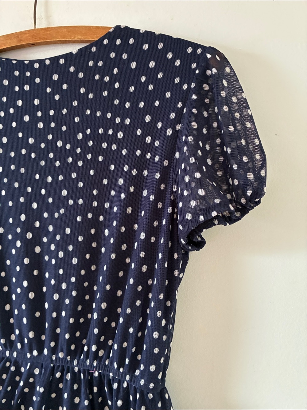 Navy and White Polka Dot Tiered Maxi Dress - Source Unknown - Size S - Picture 6 of 8